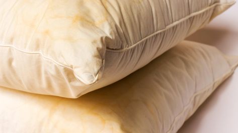 Why Pillows Turn Yellow, and How to Clean Them Yellow Pillows Clean, How To Wash Throw Pillows, Cleaning Pillows, White Linen Sheets, Remove Yellow Stains, Cheap Pillows, Machine Wash Pillows, Wash Pillows, How To Clean Pillows