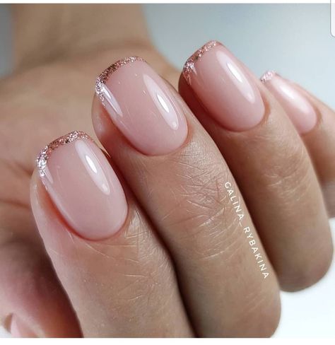 Rose Gold French Tip, Tip Nail Ideas, French Tip Nail Ideas, Tip Manicure, Classy Almond Nails, French Tip Manicure, Natural Acrylic Nails, Lavender Nails, Shiny Nails