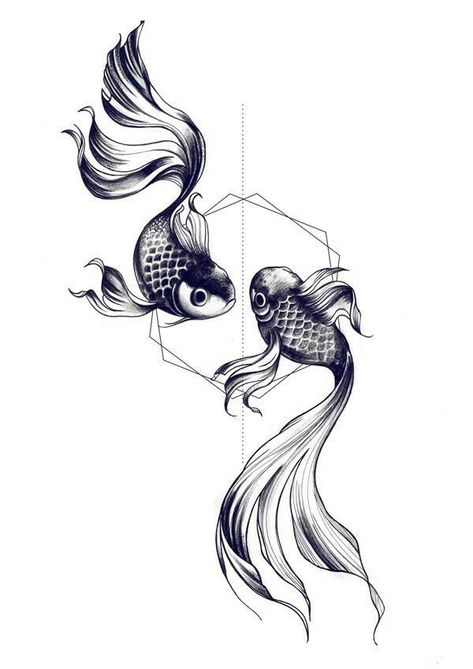 Geometric Yin Yang Fish Sketch Bodysuit Tattoos, Pisces Koi Fish, Girl Neck Tattoos, Koi Fish Tattoo Ideas, Lady Bug Tattoo, Fish Tattoo Ideas, Sailor Jerry Tattoos, Clown Tattoo, Kunst Tattoos