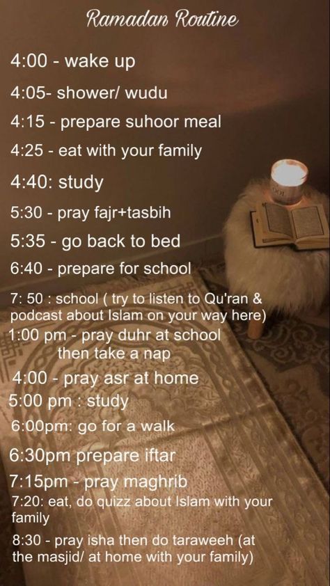 Daily Routine Schedule Ramadan, Ramadan Glow Up, Sunnah Inspired Morning Routine, Ramadan Routine Aesthetic, Ramadan Day In My Life, Ramadan Night Routine, Ramadan Schedule 2024, Ramadan Daily Routine, Ramadan Routine For Students