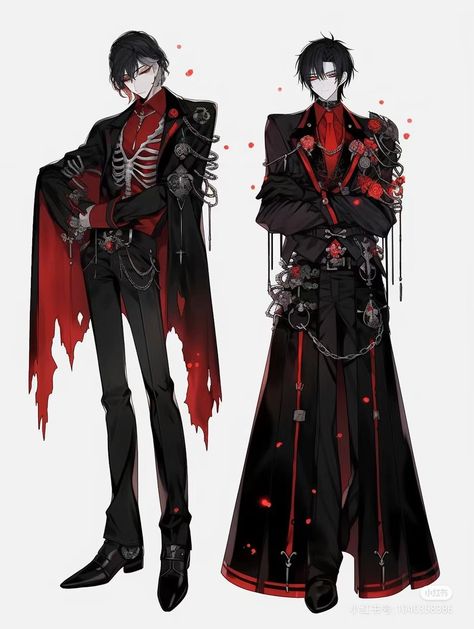 Vampire Outfit Men Drawing, Male Outfits Drawing Formal, Male Vampire Aesthetic Outfit, Vampire Outfit Drawing Male, Vampire Attire Male, Mens Fashion Art Illustration, Demonic Outfits Male, Fancy Vampire Outfit Men, Evil Outfits Male