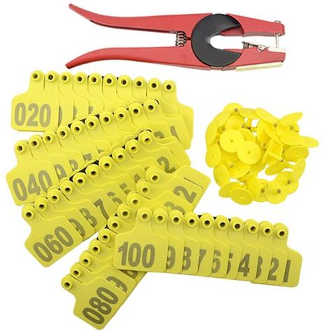 AmazonSmile : WMYCONGCONG 1-100 Number Plastic Livestock Cow Cattle Ear Tag Animal Tag Yellow and 1pcs Ear Tag Applicator : Gateway Sheep Ear Tags, Cattle Ear Tags, 4h Livestock Judging, Show Cattle Stickers, Best Livestock Guard Dogs, Vet Tech Student, Ear Tag, Vet Tech, Agriculture