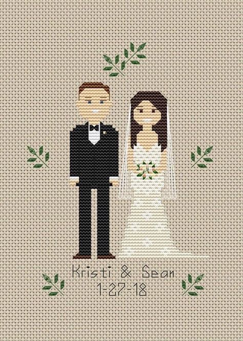 People Cross Stitch, Portrait Home Decor, Stitch Portrait, Stitch Family, Portrait Cross Stitch, Stitch People, Cross Stitch Family, Wedding Cross Stitch Patterns, Wedding Cross Stitch