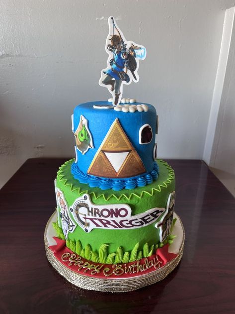 Video Game Cakes, Tiered Cakes Birthday, Chrono Trigger, Zelda Breath Of The Wild, Zelda Breath, Breath Of The Wild, The Wild, Video Game, Zelda