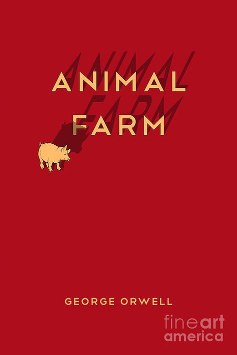 Animal Farm Book Cover, Famous Book Covers, Minimalist Doodles, Animal Farm Book, Book Typography, Animal Farm George Orwell, Minimal Book, Minimalist Book Cover, Book Cover Poster