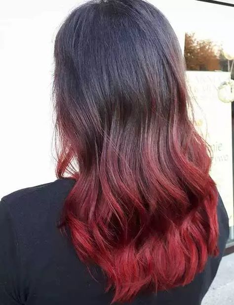 Red Ends On Brown Hair, Red Hair Ends, Goddess Hairstyle, Dark Red Ombre, Red Hair Tips, Summer Wellness, Blood Red Hair, Wellness Ideas, Red Ombre Hair