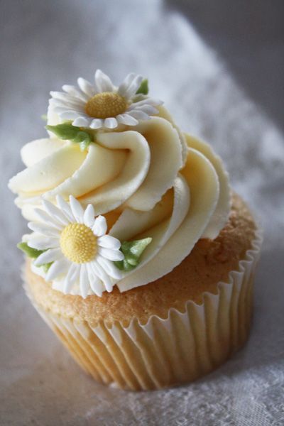 . Daisy Cupcakes, Daisy Cakes, Pretty Cupcakes, Cupcakes Decorados, Creative Cupcakes, Beautiful Cupcakes, Dessert Bar, Yummy Cupcakes, Cake Inspiration