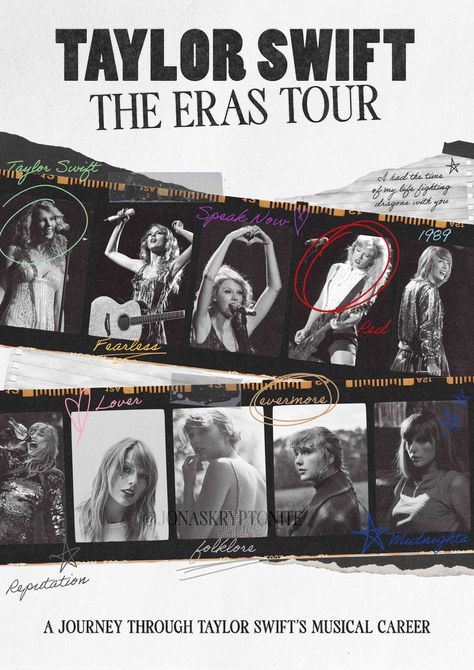 Eras Tour Graphics, Eras Tour Poster Ideas, Doodle Taylor Swift, Aesthetic Picture Collage, Taylor Swift Eras Tour Poster, Bauhaus Graphic, The Eras Tour Poster, Eras Tour Poster, Collage Decor