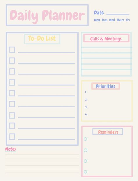 Daily Planner 2 - Notability Gallery Diy Daily Planner Notebook, Aesthetic Daily Planner Template, Cute Daily Planner Template, Good Notes Templates, Daily Planner Diy, Daily Planner Book, Cute Daily Planner, Daily Work Planner, Notes Templates