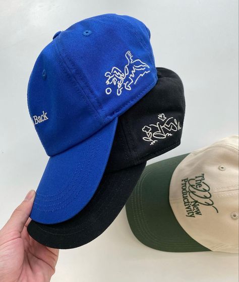 Cap Merch Design, Baseball Hat Design Ideas, Baseball Cap Design Ideas, Baseball Hat Aesthetic, Cap Merch, Merch Hat, Cap Packaging, Cap Aesthetic, Streetwear Cap