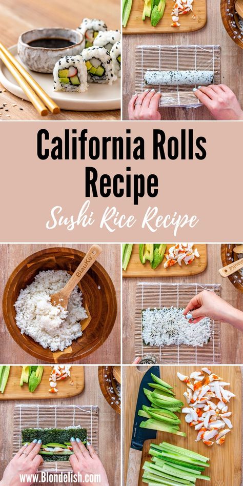 Homemade California Rolls, Perfect Sushi Rice Recipe, California Roll Recipes, Sushi Rice Recipe, Homemade Sushi Rolls, California Roll Sushi, Sushi Rice Recipes, Sushi Recipes Homemade, Seafood Sushi