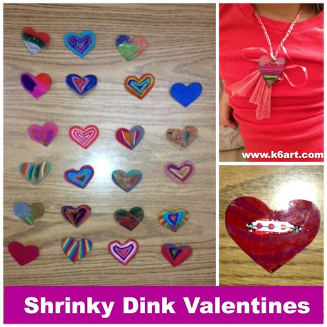 Valentines Day Shrinky Dink, Shrinky Dink Valentine Ideas, Valentine Shrinky Dink Ideas, Group Art Projects For Kids, Kids Crafts January, Shrinks Dink, Shrinky Dink Crafts, Shrinky Dink Jewelry, Class Auction