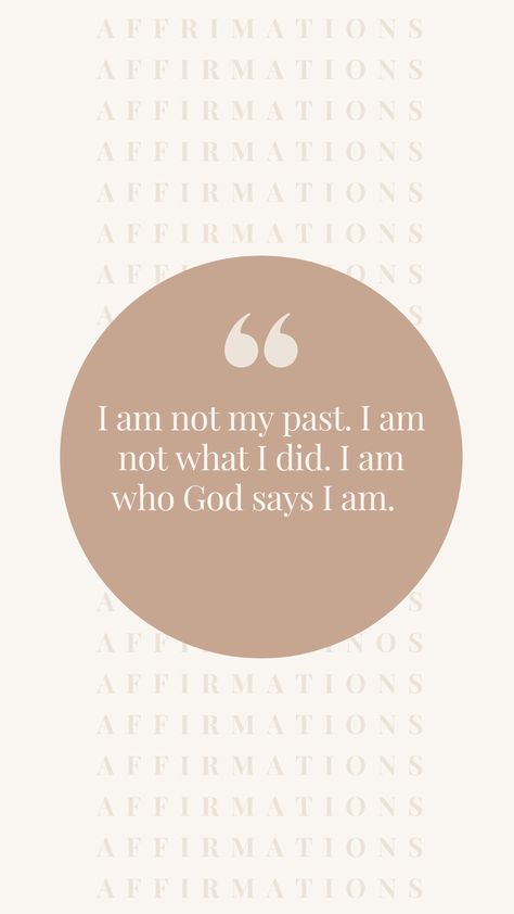 Affirmation for today; I am not my past. I am no what I did. I am who God says I am. #affirmationsforwomen #affirmationspositive #affirmationsforlove #affirmationsforconfidence #dailyaffirmationquotes #dailyaffirmations I Am Who God Says I Am Quotes, Who God Says I Am, Daily Christian Affirmations, Bible Study Worksheet, I Am Quotes, Bible Things, Christian Affirmations, Bible Study Help, Bible Study Plans