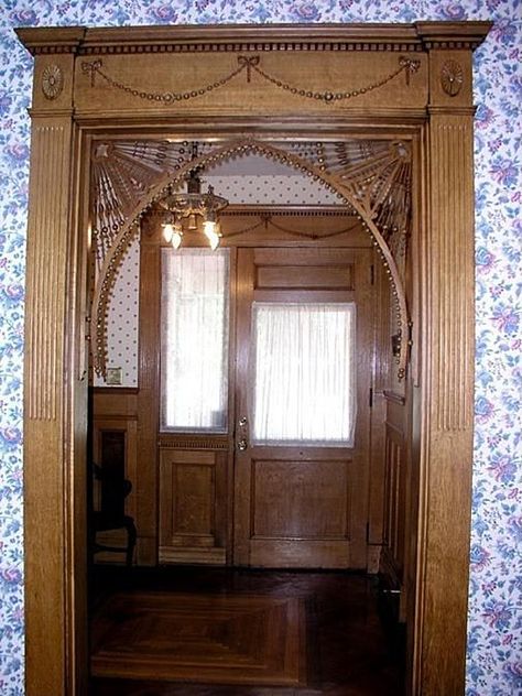 Victorian Doorway, Victorian Interior Doors, Victorian Corbels, Interior Doorway, Victorian Entrance, Victorian Fretwork, Victorian Trim, Victorian Woodwork, Victorian Office