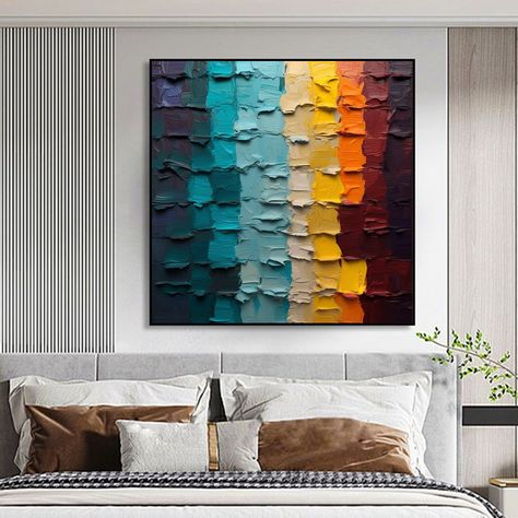 Minimalist Art Wall, Art Wall Decor Living Room, Texture Oil Painting, Colorful Texture, Painting Minimalist, Star Painting, Oil Painting Texture, Custom Painting, Handmade Oil