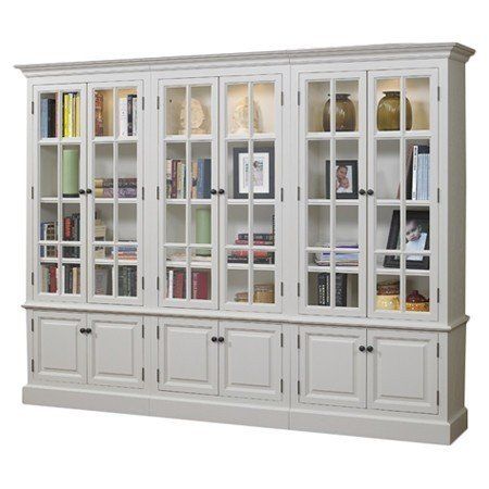 White Bookshelf With Doors - Ideas on Foter Design Hall, Bookcase With Glass Doors, Display Bookcase, White Bookshelves, Raised Panel Doors, White Bookcase, Home Library, Glass Doors, Display Cabinet