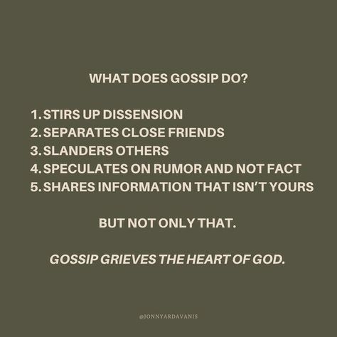 Jonny Ardavanis on Instagram: "Gossip is potentially the most respected sin amongst Christians today. Sadly, it may be the most dangerous, damaging, and divisive." Christian Vision Board, Christ Quotes, Bible Truth, June 17, Close Friends, Christian Quotes Inspirational, Tell The Truth, Christian Quotes, Bible Quotes