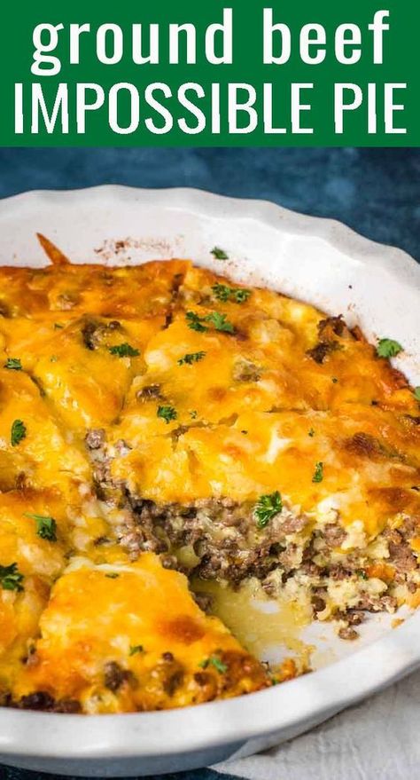 Impossible Cheeseburger Pie, Impossible Cheeseburger, Impossible Pie, Cheeseburger Pie, Beef Pies, Bisquick Recipes, Easy Meat Recipes, Beef Casserole Recipes, Ground Beef Casserole