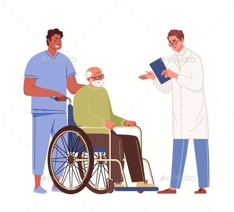 Help For Elderly. Concept of Geriatric Care. Geriatric Care, Vector Wallpaper, Care Care, Abstract Vector, Wheelchair, Fictional Characters, Quick Saves