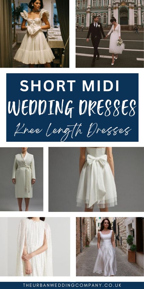 Short Knee length wedding dresses. Midi wedding dresses are a modern fun way to have a short wedding dress. Perfect for a city centre courthouse wedding dress. Midi Wedding Dresses, Mid Length Wedding Dress, Courthouse Wedding Dress Short, Knee Length Wedding Dresses, City Hall Wedding Dress, Casual Wedding Dresses, Courthouse Wedding Dress, Knee Length Wedding Dress, Midi Wedding Dress