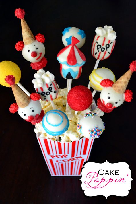 Circus cake pops  www.facebook.com/cakepoppin Carnival Cake Pops, Circus Cake Pops, Zebra Cake Pops, Carnival Themed Cakes, Cake Pop Ideas, Baby Cake Pops, Circus Theme Cakes, Carnival Cake, Circus Cakes