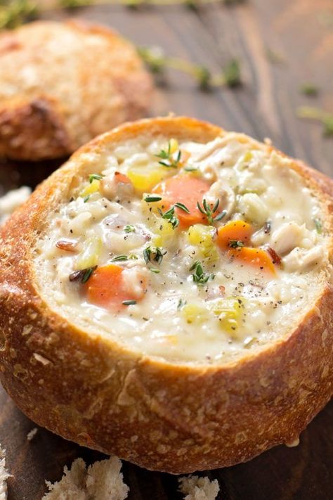 Cozy Chicken and Wild Rice Soup | lifemadesimplebakes.com Gnocchi Homemade, Soup Sandwich, Soup Bread, Chicken And Wild Rice Soup, Bacon Chowder, Chicken Wild Rice, Life Made Simple, Chicken Wild Rice Soup, Pane Dolce