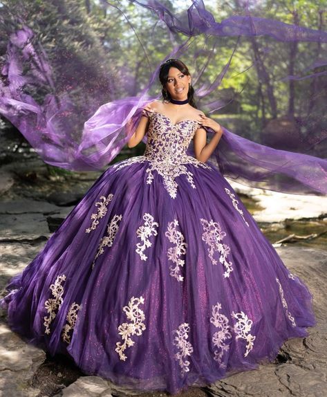 Dark Purple And Gold Quinceanera Dresses, Dark Purple Quince Dresses, Dark Purple Quince, Dark Purple Quinceanera Dresses, Silver Quinceanera Dresses, Purple Quince Dress, Purple Quinceanera, Xv Dresses, Purple Quince