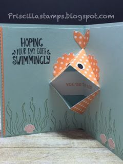 inside view of pop-up birthday card from Stampin' Amigos: Best Fishes! ... punch art goldfish in open-mouth format ... Stampin' Up! Fishing Cards, Interactive Cards, Kids Birthday Cards, Fancy Fold Cards, Birthday Cards Diy, Fun Fold Cards, Card Tutorials, E Card, Pop Up Cards