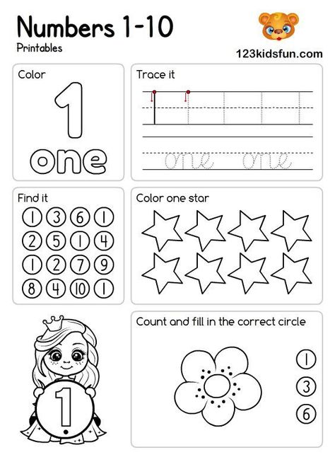 Number 1 Worksheet Kindergarten, Number Worksheets For Preschool, Free Kindergarten Printables, Preschool Number Worksheets, Fun Apps, Worksheet Preschool, Letter Worksheets For Preschool, Fun Worksheets For Kids, Homeschool Preschool Activities