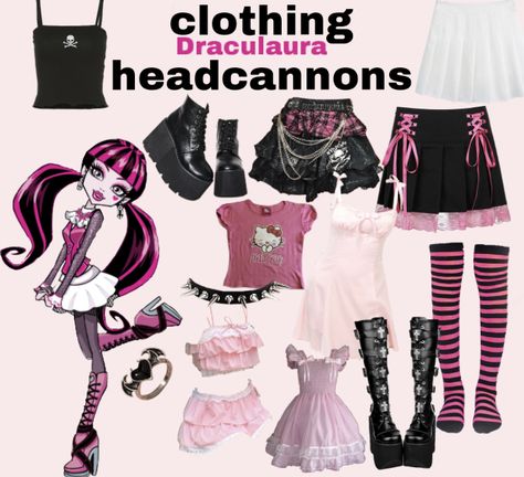 Monster High Closet Cosplay, Monster High Inspired Outfits Draculaura, Draculaura Themed Outfit, Draculara Outfits Monster High, Monster High Outfits Inspiration, Monster High Draculaura Outfits, Monster High Outfits Aesthetic, Draculaura Closet, Draculaura's Closet