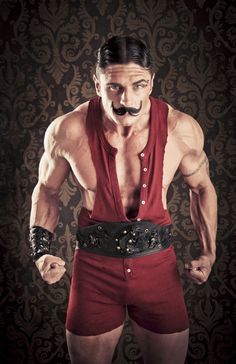 Circus Strong Man Costume, Strong Man Circus, Muscle Man Costume, Circus Costumes, Carnival Circus, Carnival Characters Strong Man Costume, Diy Karneval, Vintage Circus Costume, Circus Ideas, Circus Strongman, Circus Man, Cirque Vintage, Creepy Circus, Ring Master