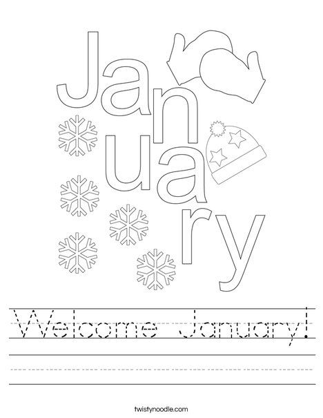 Welcome January Worksheet - Twisty Noodle January Preschool Printables, January Preschool Lesson Plans, Welcome January, January Lesson Plans, Language Activities Preschool, Pre K Lesson Plans, Kids Activity Sheets, January Writing, Christmas Homeschool