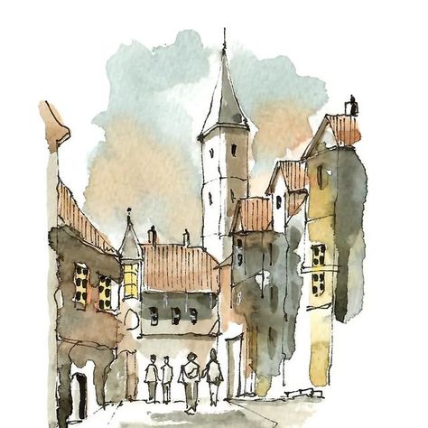 Alex van Nes (@sketernal) • Instagram photos and videos Usa Drawing, Travel Art Journal, Pen And Wash, Sketchbook Illustration, Watercolor Landscape Paintings, Urban Sketchers, Quick Sketch, Watercolor Sketch, Urban Sketching