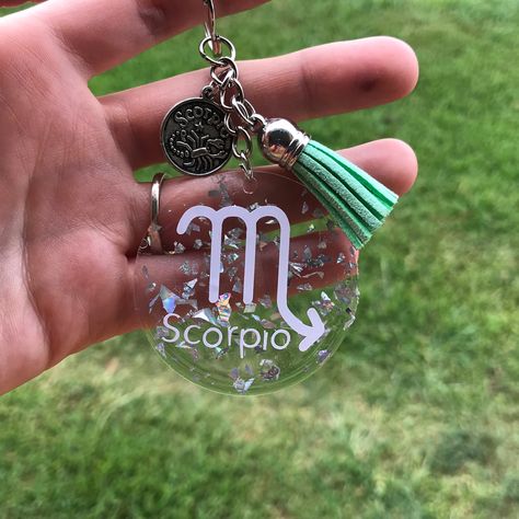 Resin Zodiac Sign, Resin Zodiac Keychain, Scorpio Keychain, Zodiac Keychain, Cricut Business, Black Eyeglasses Frames, Sloth Life, Scorpio Zodiac Sign, Floral Watches