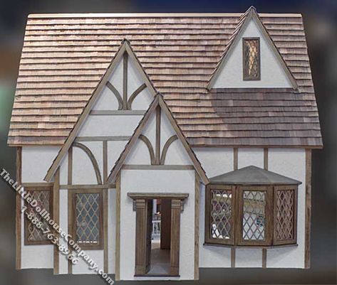 Wood Framed Windows, Cabin Dollhouse, Dollhouse Exterior, Tudor Dollhouse, Tudor Style House, Wooden Dollhouse Kits, Real Good Toys, Framed Windows, Stair Kits