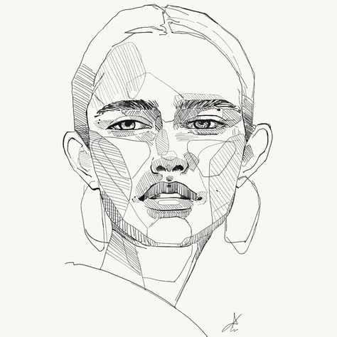 Polina Bright Sketches, Line Portrait Drawing, Drawing Ideas Step By Step, Simple Art Drawings, Line Drawing Portrait, Beautiful Pencil Drawings, Easy Drawing Ideas, Draw Step By Step, Face Line Drawing