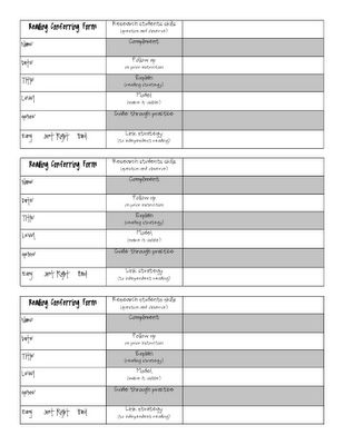 The Go To Teacher: Reading Conferring Form Reading Conference Forms, Jennifer Serravallo, Minion Toys, Conference Forms, Writing Conferences, Guided Reading Lessons, Guided Reading Groups, 5th Grade Reading, 4th Grade Reading