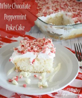 Peppermint Poke Cake, White Chocolate Peppermint, White Cake Recipe, Backyard Weddings, Poke Cake Recipes, Poke Cakes, Poke Cake, Piece Of Cake, Holiday Cakes