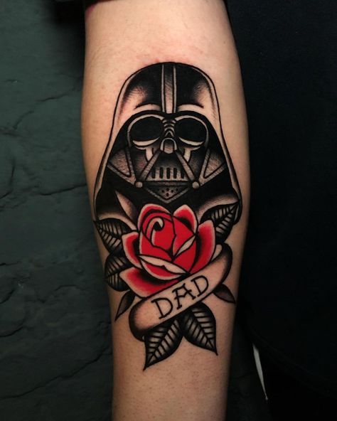 Darth Vader Tattoo Ideas, Darth Vader Tattoo Design, American Classic Tattoo, Vader Tattoo, Star Wars Tattoo Sleeve, Steve Butcher Tattoo, Darth Vader Tattoo, Trash Polka Tattoos, Trash Polka Tattoo Designs