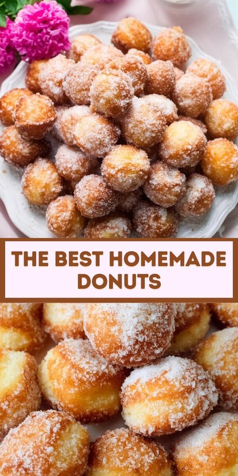 Homemade Donuts Mini Donut Recipes, Strawberry Filled Donuts, Dessert Pasta, Easy Donut Recipe, Homemade Doughnuts, Cake Donut, Powdered Donuts, Chilled Desserts, Local Bakery