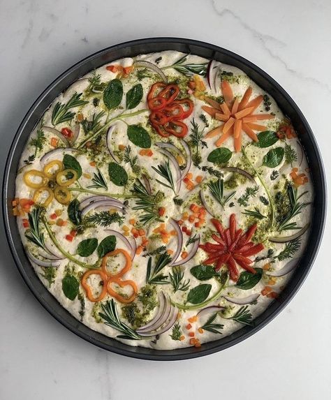 Gardenscape Focaccia, Foccacia Recipe, Foccacia Bread, Spring Things, Bread Art, Focaccia Bread, Woke Up This Morning, Fun Baking Recipes, Food Crafts