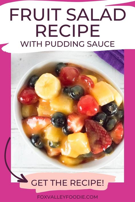 Recipe With Pudding, Pudding Fruit Salad, Thanksgiving Fruit Salad, Pudding Sauce, Christmas Fruit Salad, Jello Fruit Salads, Breakfast Fruit Salad, Vanilla Pudding Recipes, Fruit Salad With Pudding