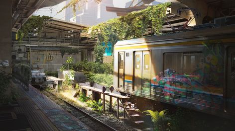 Environmental Concept Art, Train Station Art, Warehouse Layout, Interior Concept Art, Abandoned Train Station, Environment Projects, Abandoned Warehouse, Thanks For The Help, Post Apocalyptic Art