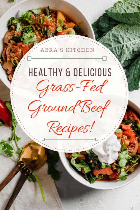 Read on for healthy and delicious recipes using grass-fed ground beef, and to learn more about why grass-fed beef is superior to conventional beef. Lean Beef Recipes, Grass Fed Beef Recipes, Almond Flour Chocolate Chip, Beef Patties Recipes, Almond Flour Chocolate Chip Cookies, Grass Fed Steak, Healthy Ground Beef, Healthy Beef Recipes, Ground Beef Recipes Healthy