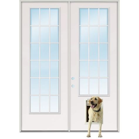 Cheap Patio Doors - Houston Door Clearance Center Double Back Doors Patio With Dog Door, French Patio Doors With Doggie Door, Glass Door With Doggie Door, French Door Doggie Door, French Doors With Doggie Door, Exterior French Doors Patio, Doggy Doors, Interior Shaker Doors, French Doors To Deck