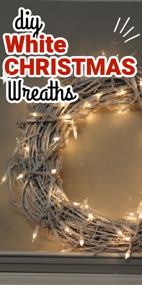 I enjoy making my own Christmas decorations. It's a combination of the pleasure of creating, of making something nicer than what is in a store and saving money. This DIY white Christmas wreath with lights came into being when I refused to pay the big price of a cheap-looking white wreath I saw in a store. Winter White Wreaths, White Deco Mesh Christmas Wreath, White Christmas Wreaths For Front Door, White Christmas Wreath Ideas, White Wreath Christmas, White Christmas Diy, Cheap Christmas Wreaths, Christmas Wreath With Lights, White Wreaths