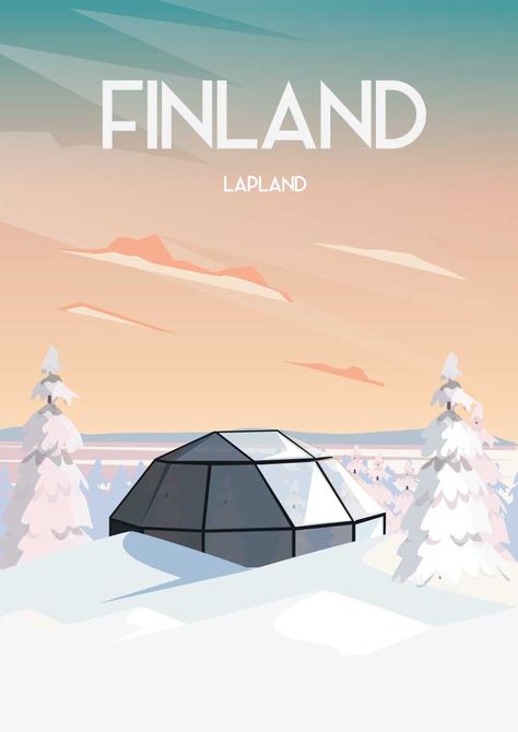 Finland Igloo, Hotel Illustration, Levi Finland, Igloo Hotel, Finland Winter, Flyer Design Ideas, Finland Lapland, Event Flyer Design, Snow Illustration