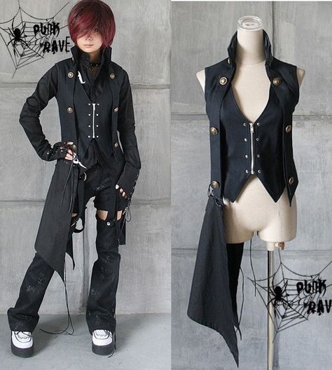 Visual Kei Outfits, Visual Kei Fashion, Kei Visual, Kei Fashion, Gothic Shirts, Black Punks, Concept Board, Gothic Rock, Punk Rave