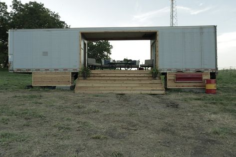 Vintage semi trailer reno turned tiny home - Industrial - House Exterior - Other - by Christine Lakas, The Designer, LLC | Houzz IE Industrial Tiny House, Industrial House Exterior, Shed Tiny Home, Cargo Container Homes, Shed Makeover, Industrial Sheds, Van Living, Trailer Home, Casa Container