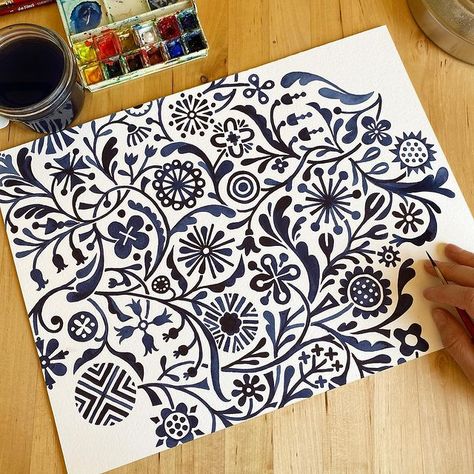 Kirsten Sevig (@kirstensevig) • Instagram photos and videos Kirsten Sevig, Indigo Watercolor, Fine Line Art, Ink Doodles, Marker Art, Fine Line, Happy Friday, Animal Print Rug, Note Cards